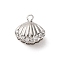 Brass Micro Pave Clear Cubic Zirconia Charms, Cadmium Free & Nickel Free & Lead Free, Shell Shape, Platinum, 12x12x8mm, Hole: 1.5mm