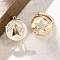 Brass Clear Cubic Zirconia Hoop Earrings, Star, Real 18K Gold Plated, 13x12.5x15.5mm