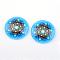 Glass Cabochons, Half Round/Dome, Kaleidoscope Pattern, Deep Sky Blue, 25x6mm