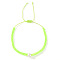 Minimalist Adjustable Polyester Cord Braided Bracelets, Imitation Pearl Bead Jewelry for Women, Lawn Green, Inner Diameter: 11 inch(28cm)