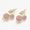 Brass Micro Pave Cubic Zirconia Links, Cherry, Golden, 24x12x3mm, Hole: 1mm