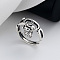 925 Sterling Silver Adjustable Finger Rings for Women, Cat Shape, Antique Silver, Inner Diameter: 16~19mm
