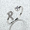 Brass Micro Pave Cubic Zirconia Cuff Rings for Women, Open Rings, Platinum, Letter P, Inner Diameter: 16~19mm