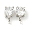 Brass with Cubic Zirconia Peg Bails, Cadmium Free & Nickel Free & Lead Free, Round, Platinum, 10.5x6x6mm, Pin: 0.9mm