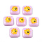 Opaque Resin Enamel Cabochons, Square with Gold Sun, Plum, 15x15x6mm