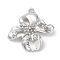 Brass Micro Pave Clear Cubic Zirconia Pendants, Cadmium Free & Nickel Free & Lead Free, Flower, Platinum, 19x18.5x3mm, Hole: 1mm