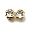 Brass Micro Pave Clear Cubic Zirconia Beads, Round, Long-Lasting Plated, Rack Plating, Lead Free & Cadmium Free, Real 18K Gold Plated, 8.5x6.5mm, Hole: 2mm