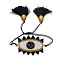 Glass Seed Beads Braided Bead Bracelets for Women, Evil Eye, Black