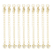 10Pcs Brass Curb Chain Extender, End Chain with Stainless Steel Lobster Claw Clasps and Heart Clear Cubic Zirconia Chain Tab, Golden, 77x3mm, Hole: 3mm