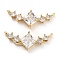 Brass Pave Clear Cubic Zirconia Pendants, Cadmium Free & Nickel Free & Lead Free, Rhombus with Wing Charms, Real 18K Gold Plated, 12x25.5x5.5mm, Hole: 1.4mm