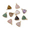 Natural Mixed Gemstone Pendants, with Golden Tone Brass Open Back Bezel, Faceted, Triangle, 19x16x6mm, Hole: 2mm
