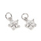 Brass Micro Pave Cubic Zirconia Charms, with Jump Rings, Flower, Clear, Platinum, 9.5x7.8x2.5mm, Jump Rings: 4.8x0.8mm, 3.2mm Inner Diameter