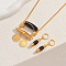 Natural Agate Earrings & Necklaces Sets, Iron Coins & Tassel Jewelry Set for Women, Golden, Necklaces: 435mm; Earring: 42x8mm