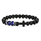 Bohemian Tiger Eye Stone Bracelet Cross Natural Stone Beads Vintage Matte Bead Bracelet