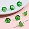 10Pcs Gradient Color Transparent Glass Bead Caps, Six-Petal Flowers, Orchid, Lime Green, 12x7mm
