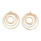 Brass Pendants, Ring, Real 14K Gold Plated, 30x27x1.5mm, Hole: 1mm