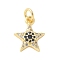 Brass Micro Pave Cubic Zirconia Charms, Cadmium Free & Nickel Free & Lead Free, Star Charms, with Jump Ring, Real 18K Gold Plated, 13x11x3mm, Hole: 3mm