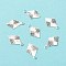 Brass Charms, Long-Lasting Plated, Cadmium Free & Lead Free, Rhombus, 925 Sterling Silver Plated, 13x8x0.2mm, Hole: 1.2mm