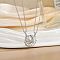 2Pcs Brass Micro Pave Clear Cubic Zirconia Magnetic Pendant Necklaces with 304 Stainless Steel Cable Chain, Platinum, Moon, 17.72 inch(45cm)