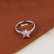 Bohemian Style 304 Stainless Steel Pave Pink Cubic Zirconia Hoop Nose Rings, Stainless Steel Color, Flower, 8mm