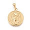 Easter 304 Stainless Steel Pendants, Flat Round with Jesus, Golden, 25x21.5x3.5mm, Hole: 3x7mm