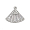 Brass Micro Pave Cubic Zirconia Pendants, Fan, Platinum, 13x15x2.5mm, Hole: 1mm