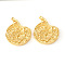 Brass Pendants, Textured, Flat Round with Constellation/Zodiac Sign, Real 18K Gold Plated, Pisces, 31.5~34x28~29x3~4mm, Hole: 6x4mm