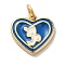 Real 18K Gold Plated Brass Enamel Pendants, with Jump Ring, Cadmium Free & Nickel Free & Lead Free, Heart with Constellation Charms, Capricorn, 12x13x1.5mm, Hole: 3.4mm