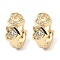Brass with Cubic Zirconia Hoop Earrings, Hollow Heart, Light Gold, 10x5.5x12mm