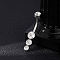 304 Stainless Steel Clear Cubic Zirconia Curved Barbell Belly Button Rings, Stainless Steel Color, Flat Round, 30mm, Pin: 1.6mm, Head: 4.5x5mm