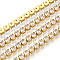 Teardrop Cubic Zirconia Strass Chains, Gold Plated Brass Link Chains, Cadmium Free & Lead Free, Soldered, with Spool, Clear, 5mm, about 16.40 Feet(5m)/Roll