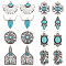 16Pcs 8 Style Resin Imitation Turquoise Pendants, with Antique Silver Plated Zinc Alloy Findings, Mixed Shapes, 24.5~37x12.5~30mm, Hole: 1~3mm,  2pcs/style