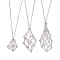 Brass Macrame Pouch Empty Stone Holder for Pendant Necklaces Making, with Cable Chains & Lobster Claw Clasp, Real Platinum Plated, 17-3/8~29-1/8 inch(44~74cm), 3pcs/set