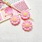 Dopamine Style Opaque Acrylic Beads, Flower with Smiling, Pink, 23.5x24x11.5mm, Hole: 3.5mm