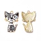 Alloy Enamel Pendants, Cadmium Free & Nickel Free & Lead Free, Golden, Cat Charms, Gray, 30x19.5x2.5mm, Hole: 2.2mm