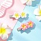 2Pcs 2 Colors Plumeria Flower Iron Flat Alligator Hair Clips, with Opaque Resin Cabochons, Mixed Color, 48x19.5x12.5mm, 1pc/color