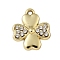 Alloy Rhinestone Pendants, UV Plated, Clover, Light Gold, 17.5x15.5x2.5mm, Hole: 1.6mm