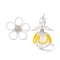 2Pcs 2 Styles Glass Seed Bead Pendants, Flower & Angel, with Alloy Wing and Baking Painted Glass Pearl Round Beads, Yellow, 38x6mm, Hole: 2mm