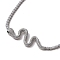 Cubic Zirconia Snanke Pendant Necklace with Cup Chains, Brass Jewelry for Women, Platinum, 29.13 inch(74cm)