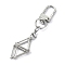 Brass Braided Macrame Pouch Empty Stone Holder for Keychain, with Brass Cable Chains and Alloy Swivel Clasps, Real Platinum Plated, 7.75cm