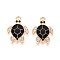 Alloy Rhinestone and Enamel Pendants, Turtle, Golden, Black, 21x15x2.2mm, Hole: 1.6mm