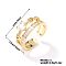 Brass Micro Pave Cubic Zirconia Cuff Rings for Women, Golden, Heart, 20x8mm