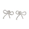 Non-Tarnish 304 Stainless Steel Stud Earrings, Hollow Bowknot, Stainless Steel Color, 14x17mm