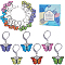 24Pcs 6 Colors Alloy Enamel Pendant Decorations, with 304 Stainless Steel Clasp Findings, Butterfly, Mixed Color, 30mm, 4pcs/color