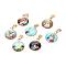 Virgin Mary Theme Glass Pendants, with 201 Stainless Steel Findings, Flat Round, Golden, Mixed Color, 26.5x22x6.5mm, Hole: 6x4mm