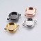 Brass Cabochon Connector Settings, Plain Edge Bezel Cups, Flat Round, Mixed Color, Tray: 10mm, 16.5x11.6x3mm, Hole: 1.5mm