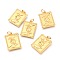 Brass Pendants, Long-Lasting Plated, Rectangle with Hand & Sun, Real 18K Gold Plated, 20.5x15x2mm, Hole: 3mm
