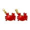 Brass Micro Pave Cubic Zirconia Pendants, with Enamel, Crab Charms, Real 18K Gold Plated, Red, 14.5x15x4mm, Hole: 4x2.5mm