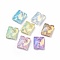 Mocha Effect Rectangle Shape Sew on Rhinestone, K5 Glass Rhinestone, 2-Hole Link, Plated Flat Back, Sewing Craft Decoration, Mixed Color, 10x8x4.5mm, Hole: 1mm