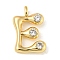 Rack Plating Brass Micro Pave Cubic Zirconia Pendants, Cadmium Free & Lead Free, Long-Lasting Plated, Real 18K Gold Plated, Letter E, 21x13.5x5mm, Hole: 3.2mm